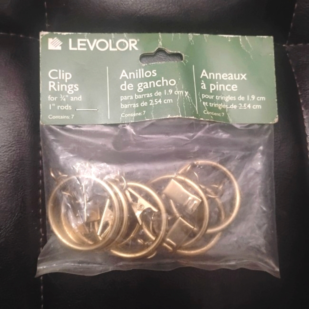 Levolor Brass Clip Rings for Curtain Rod NEW